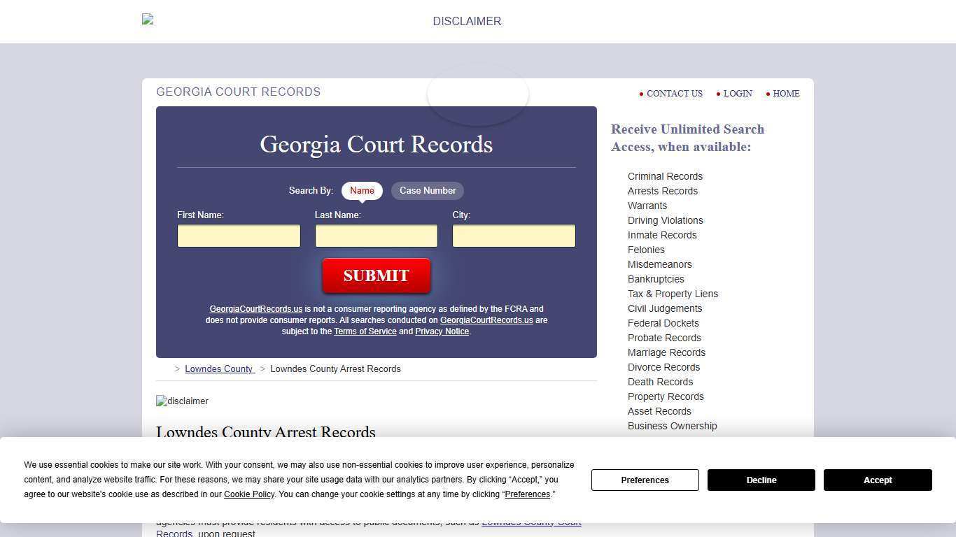 Lowndes County Arrest Records | GeorgiaCourtRecords.us